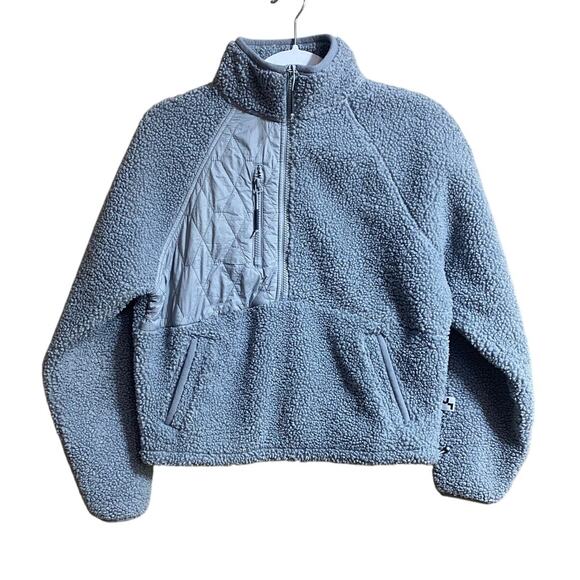 Joy Lab Womens Sherpa Pullover XS Half Zip Up Blue Front Pocket - Picture 1 of 8